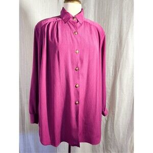 Maggie Sweet Blouse Size M Vintage 90's Women's  Button-Down Purple Blouse